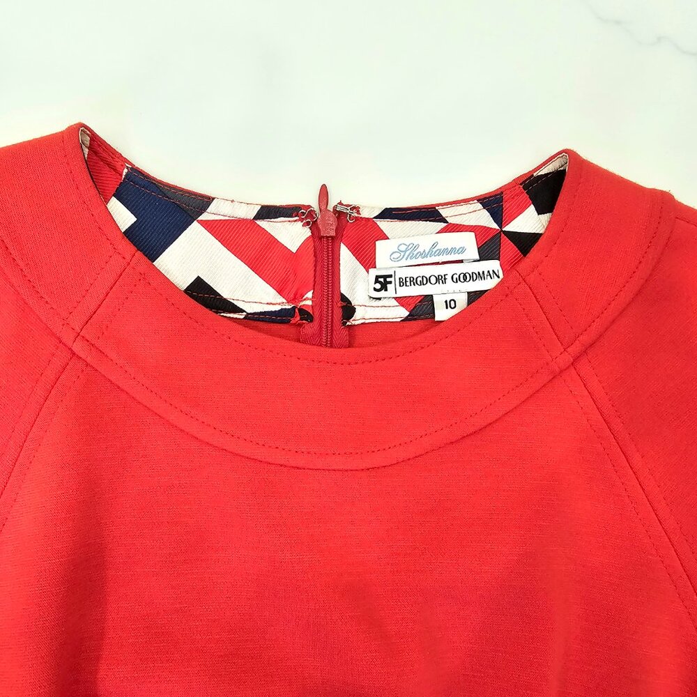 NWT Shoshanna x Bergdorf Goodman Red Pleated Fit-and-Flare Dress – Size 10 - Picture 12 of 12